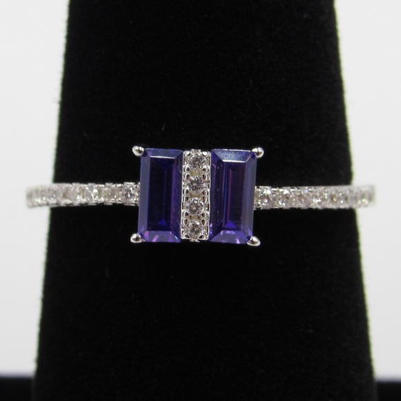 Jewelry - Sterling Silver Baguette Purple CZ Diamond Ring